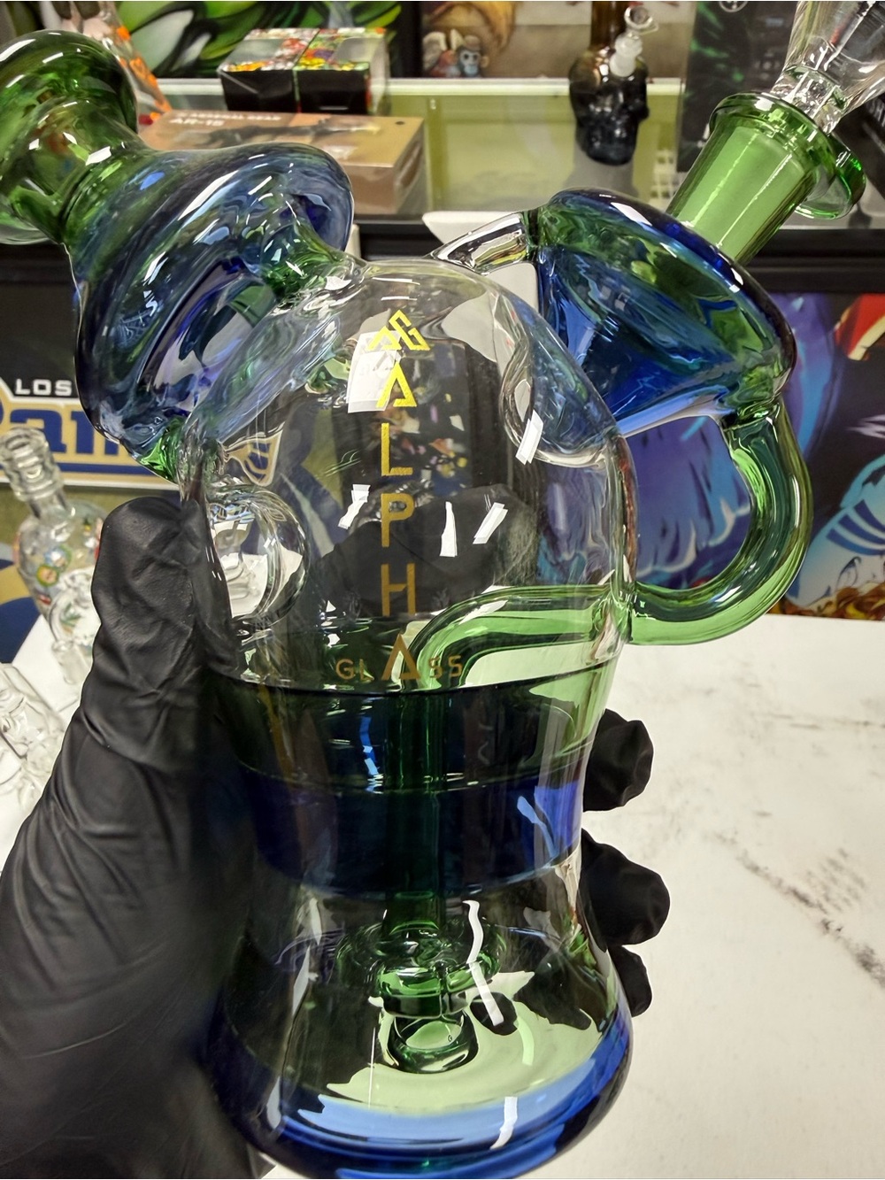 Alpha Glass Multi-Color Green & Blue